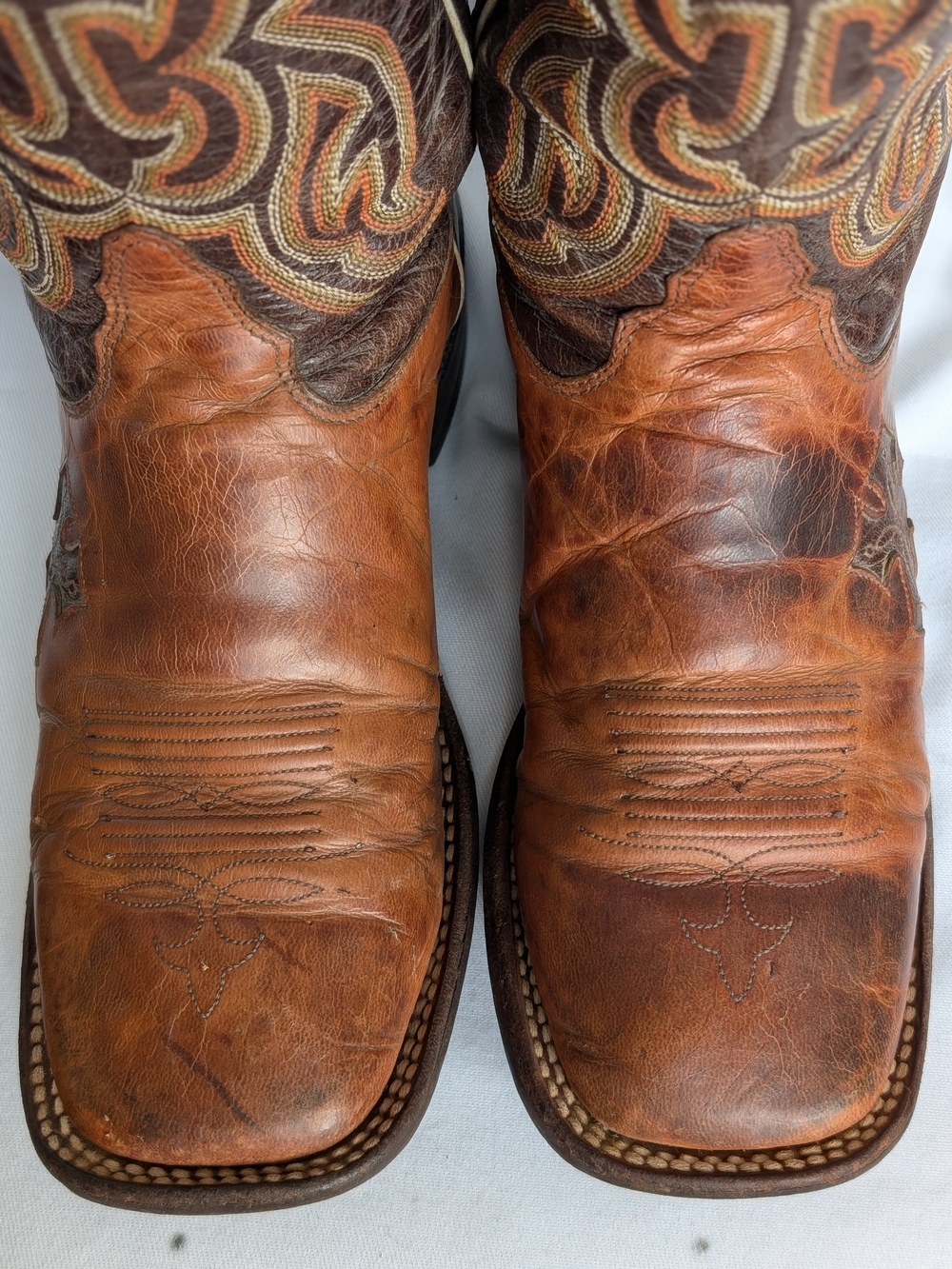 Tony Lama Vintage Leather Cowboy Boots Women's 8 B Brown Cross USA - Picture 4 of 13